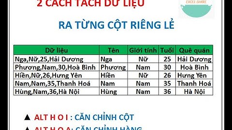 Tách dữ liệu ra từng cột riêng lẻ trong Excel