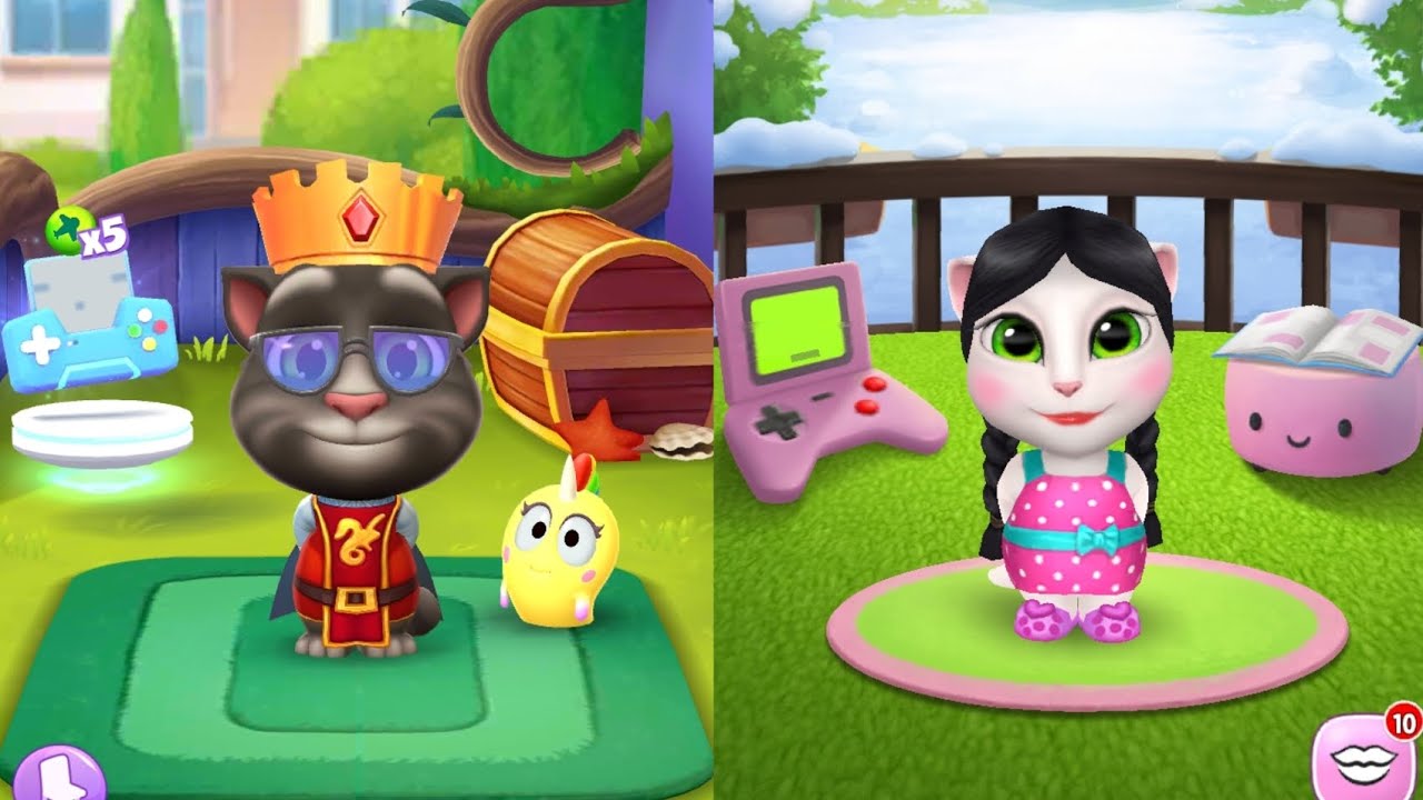 Talking Tom meets Talking Angela in this long fun video 😍