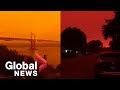 Smoke from West Coast wildfires creates eerie orange, red skies