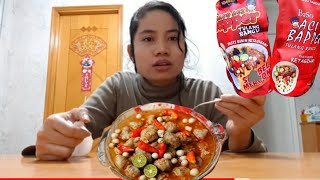 mukbang bakso  aci,  super  meledak