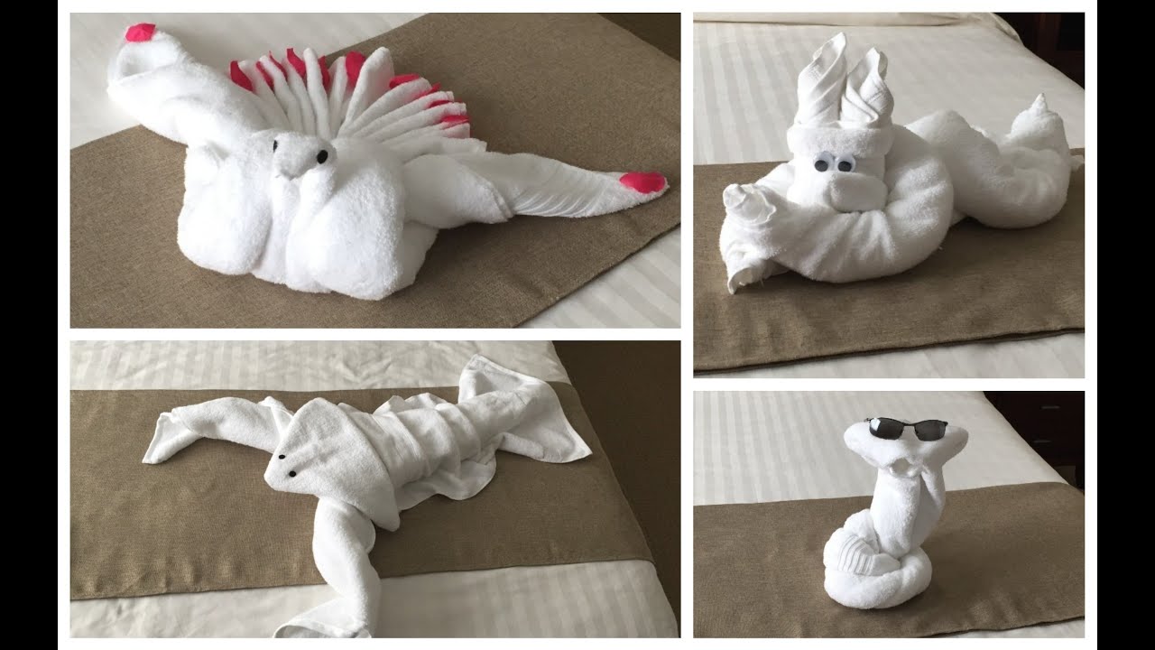 4 Ideas Towel Folding-Puppy, Swan, Fish, and Turtle (serviettes pliantes) -  YouTube
