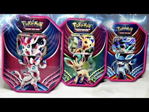 POKEMON EEVEELOUTION TINS OPENING - LEAFYON, SYLVEON, & GLACEON GX!!