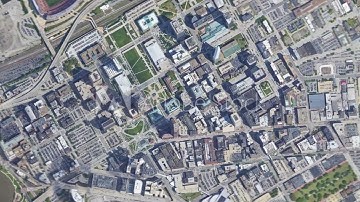 Zoom in from space and focus on USA, Ohio, Cleveland. 3D Animation. Background for travel intro.