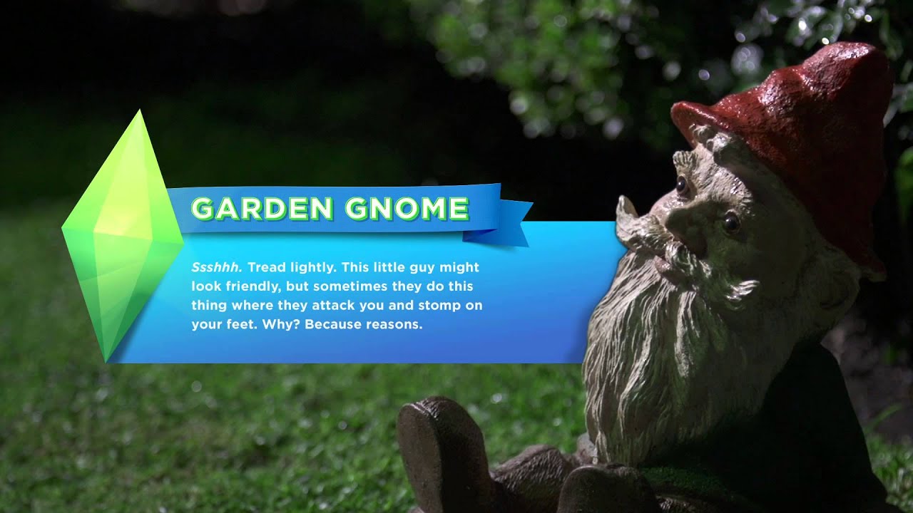 The Sims 4 - Garden Gnome - A garden gnome.  An unlisted Easter egg from The Sims 4 trailer.