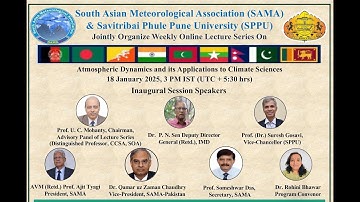 Lectures on Atmospheric Dynamics & its Applications to Climate Sciences, L1, 18Jan2025,  SAMA-SPPU