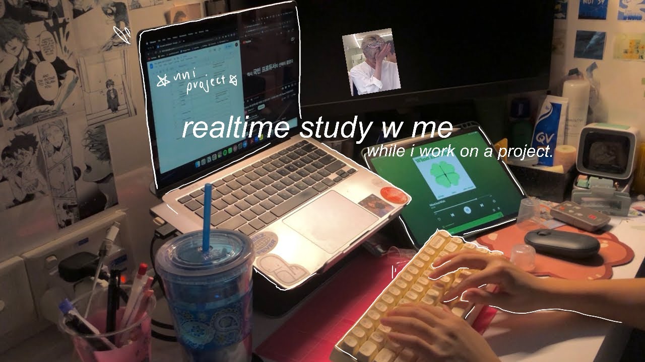 1.5h real time study w me (while i do a project and edit) ft. keyboard asmr.