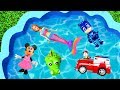 Learn Colors with Pj Masks Toys - Pool Toys For Kids - Animals Barbie Baby Find Mom Learn Colors