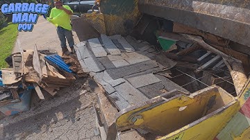 Trash Truck Collecting Heavy Bulk Waste | Rearloader POV | 4K Full HD