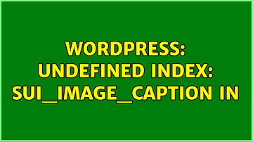 Wordpress: Undefined index: sui_image_caption in