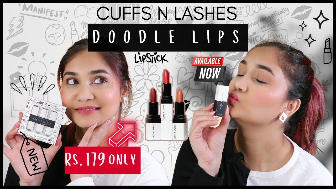 Rs. 179 Lipstick from@CuffsNLashes NEW DOODLE LIPS Mini Lipstick-18 Shades Lipsticks for Indian Skin
