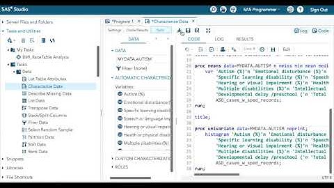 Characterize Data Task with SAS Studio