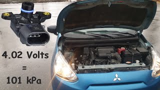 Sports Performance MAP sensor 2015 Mitsubishi Mirage Intake Manifold Pressure Live Data , Cleaning, Gasket Check P0105