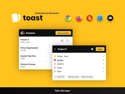 Toast - Organize tabs into sessions