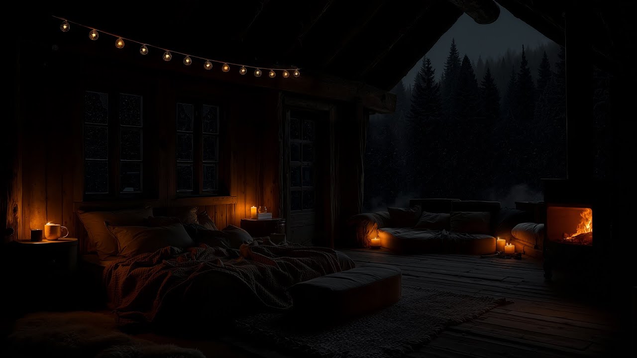 Calming Sleep Sounds ❄️Winter Relaxation with Snowfall, Firepalce help Deep Calm & Comforting Sounds