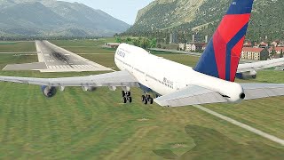 Massive Plane Overrun On Short Runway On Dangerous Airport Between Mountains In Austria.. [Xp 11]