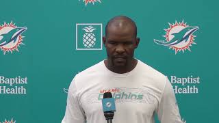 Dolphins Live: Coach Flores meets with the media.