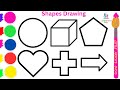 Heart and 5 other types of Shapes drawing tutorial | Star and 5 more types shapes step by step
