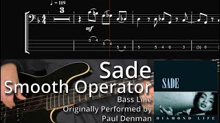 Sade - Smooth Operator (Bass Line w/ Tabs and Standard Notation) Resimi