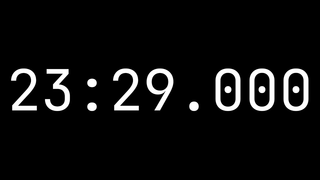 Countdown timer 23 minutes, 29 seconds [23:29.000] - White on black ...