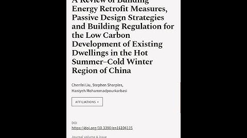 A Review of Building Energy Retrofit Measures, Passive Design Strategies and Building... | RTCL.TV
