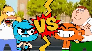 M.U.G.E.N. Battles | Homer/Gumball vs Peter/Darwin