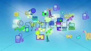 Cloud Computing Loop. Digital devices & communication icons in a cloud