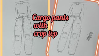 Cargo pants with crop top|step by step|#sketch @nazimaarty