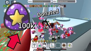 Donating 100k Gifted Mythic Eggs To The Wind Shrine  Bee Swarm Simulator private Test Realm