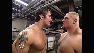 Randy Orton Confronts Brock Lesner & Paul Heyman Backstage Smackdown Sep 05, 2002