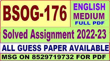 bsog 176 solved assignment 2022-23 / bsog 176 solved assignment in English / ignou bag solved