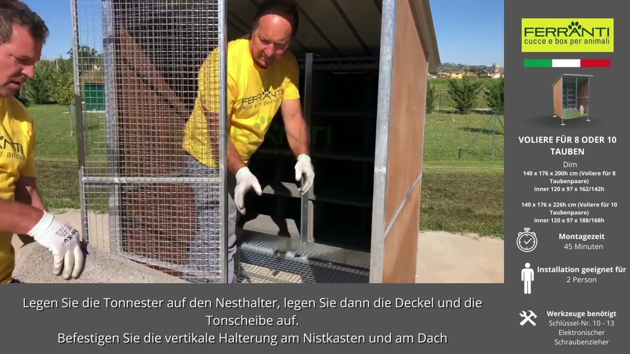 Taubenschlag für 8 oder 10 Paare Montage