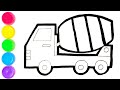 Cement mixer truck draw easy steps  how to draw a cement mixer truck stepbystep easy drawing