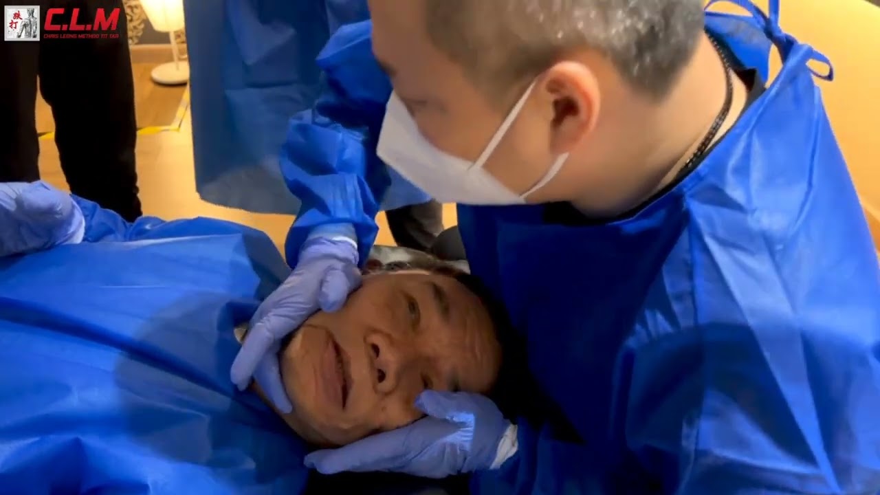 Jaw adjustment (TMJ) after clm tit tar is performed by Master Chris Leong