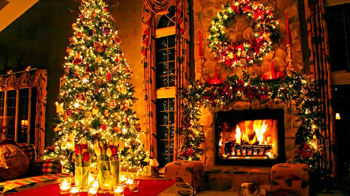 Christmas Ambience with Christmas Piano Music, Christmas Carol, Relaxing Christmas Music & Fireplace