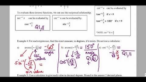 MATH 1316 Section 6.1: Finding Inverse Trigonometric Function Values