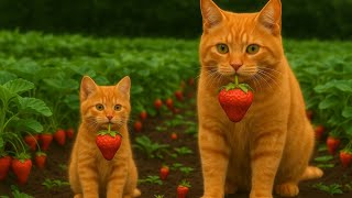 Cute Cats Eating Strawberries 🍓😻 | Funny Cat & Kitten Moments