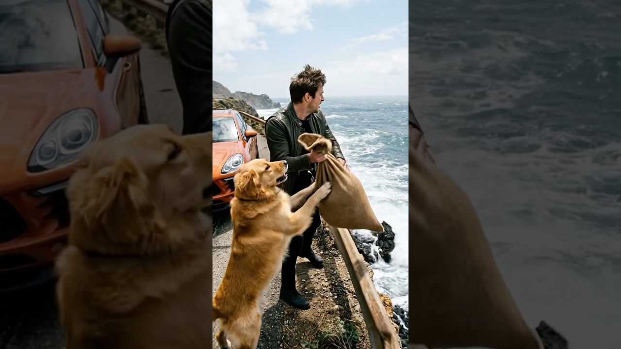 Golden finds a fisherman to save her pups happy ending