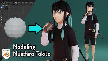 3D Modeling Muichiro Tokito Fanart in Blender - Timelapse