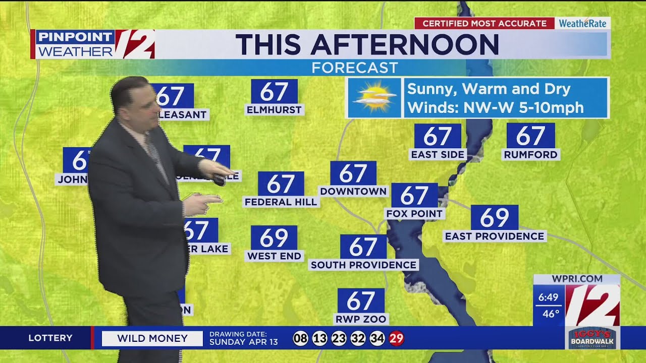 WPRI 12 Weather Forecast for 4/14/25: Dry, Warm and Sunny Today - YouTube