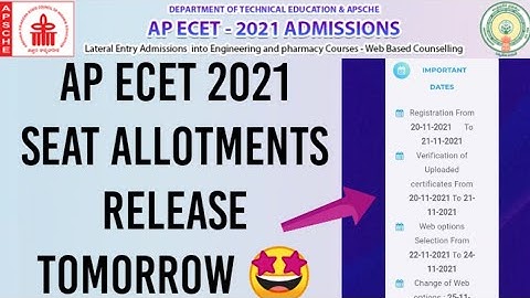 AP ECET 2021 Seat Allotments Release Tomorrow 🤩