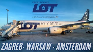 A Great Day On LOT | Boeing 737800 & E195 | LOT Economy Class | ZAG  WAW  AMS|  Trip Report