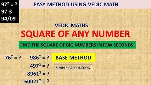 Square Of Numbers Using Base Method | Vedic Math Method | Speed Math