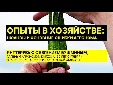 ЕВГЕНИЙ БУШМИН. Опыты в хозяйстве: НЮАНСЫ И ОСНОВНЫЕ ОШИБКИ АГРОНОМА