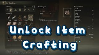 UNLOCK ITEM CRAFTING ELDEN RING
Why are you not subscribed yet? :)
You need to buy an item from a vendor to unlock item crafting! UNLOCK ITEM CRAFTING ELDEN RING