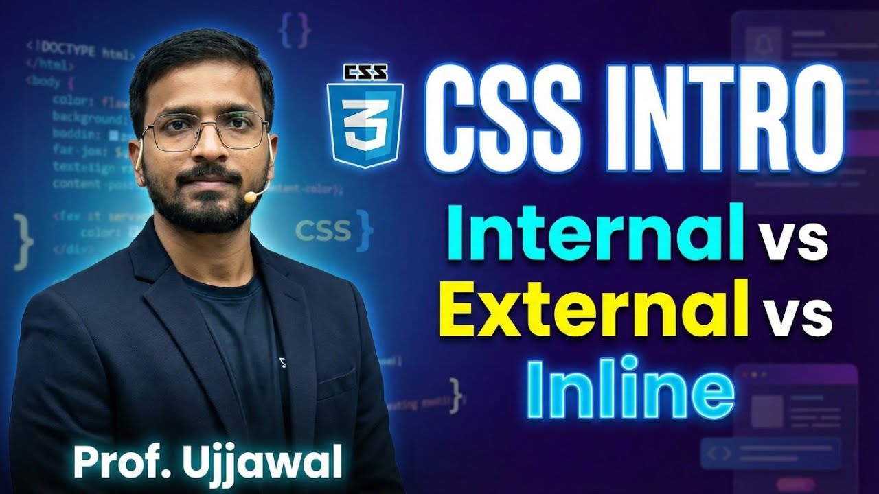 Introduction of CSS, Diff b/w Internal vs External vs Inline CSS - YouTube