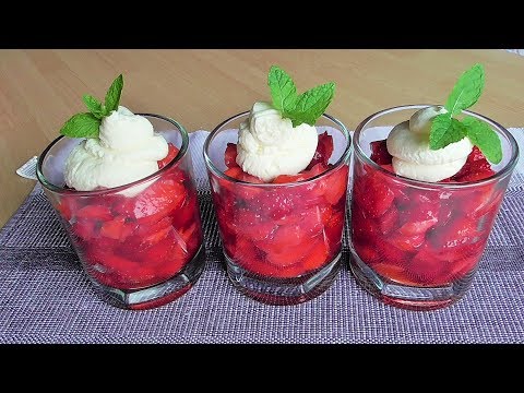 Video: Erdbeeren Mit Schlagsahne Und Himbeermarmelade