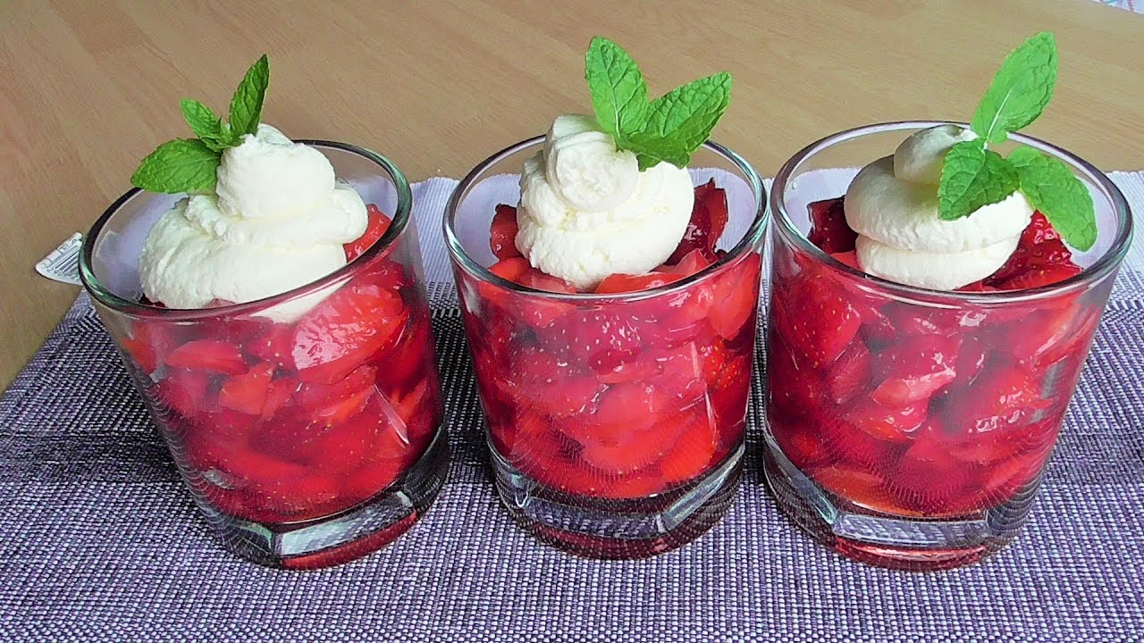 Erdbeeren mit Sahne als Nachtisch;-) - YouTube