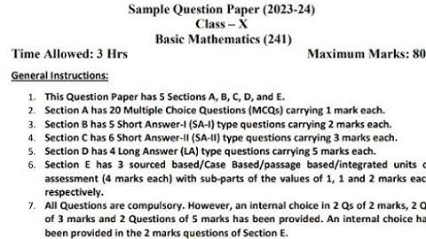 Class X Maths Sample Paper🤩, Mid Term September Exam 2023, CBSE Board, NCERT Solutions