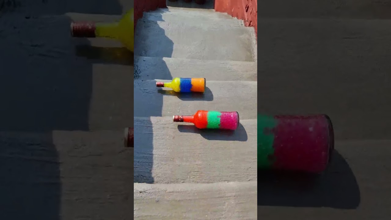 Colourful glass bottles breaking 🌈 Crushing Crunchy & Soft things🍾 