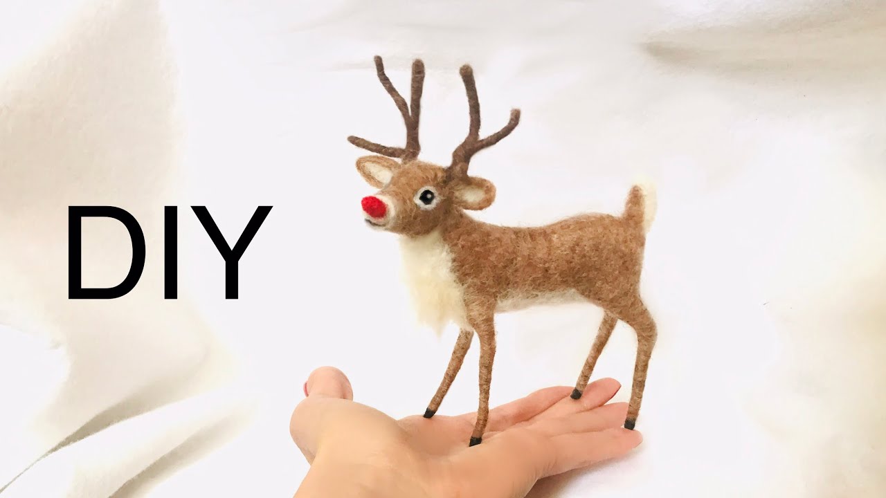 Needle Felt Miniature Magical Reindeer - Rudolf - Christmas - DIY